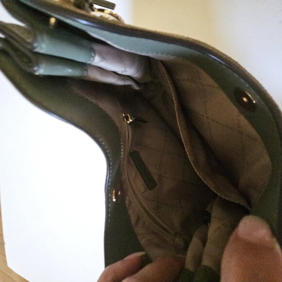 Michael Kors Joan Small Green Perforated Suede Leather Slouchy Messenger - Picture 7 of 7